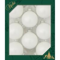 Kerstballen - 8x - satijn wit - glas - mat - 7 cm?- Kerstversiering/kerstdecoratie