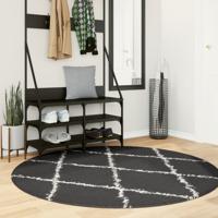 VidaXL Vloerkleed pamplona shaggy hoogpolig ø 160 cm zwart en crème