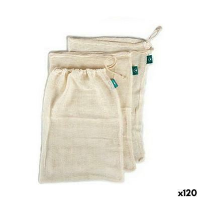 Set van herbruikbare zakjes voor voedingsmiddelen Wit 100% katoen 5 x 48 x 33 cm (120 Stuks)