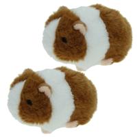 Cornelissen Pluche knuffel dier - Set van 2x stuks - Cavia - bruin/wit - van 13 cm - Speelgoed huisd