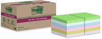 Post-it Super Sticky Notes Recycled, 70 vel, ft 47,6 x 47,6 mm, assorti, pak van 12 blokken