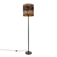 QAZQA Vloerlamp zwart kap luipaard dessin 40 cm - Simplo