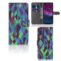 Motorola One Action | Book Case | Abstract Green Blue
