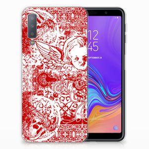 Silicone Back Case Samsung Galaxy A7 (2018) Angel Skull Rood