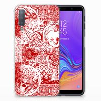 Silicone Back Case Samsung Galaxy A7 (2018) Angel Skull Rood - thumbnail