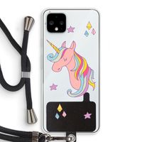 Roze eenhoorn: Pixel 4 XL Transparant Hoesje met koord