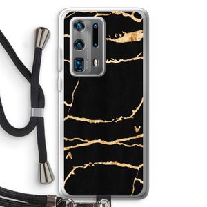 Gouden marmer: Huawei P40 Pro Plus Transparant Hoesje met koord