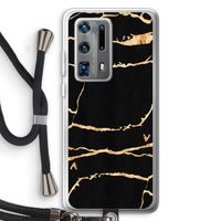 Gouden marmer: Huawei P40 Pro Plus Transparant Hoesje met koord