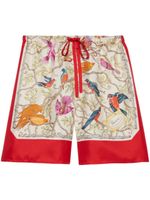 Gucci short en soie à imprimé animalier - Rouge