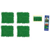 Decoratie grasmatten - 4x st - 38 x 76 cm - papier - hobby/knutselen - Paasversiering