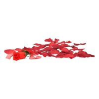 Voordelig valentijn cadeau rode kunstroos met bordeauxrode rozenblaadjes   -