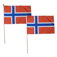 2x Luxe zwaaivlaggen Noorwegen 30 x 45 cm
