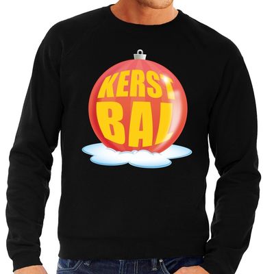 Foute kersttrui kerstbal rood op zwarte sweater voor heren Foute kersttrui kerstbal rood op zwarte sweater voor heren