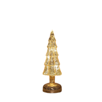 Kerstboompje glas led op batterij met timer 27.5x9.5 cm goud - Annas collection