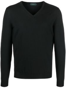 Zanone pull en maille à col v - Noir