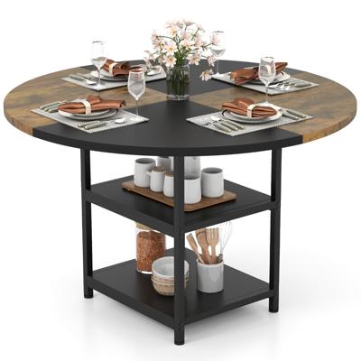 Eettafel voor 4-6 Personen Ronde Houten Tafel Diameter 119 cm Grote Keukentafel