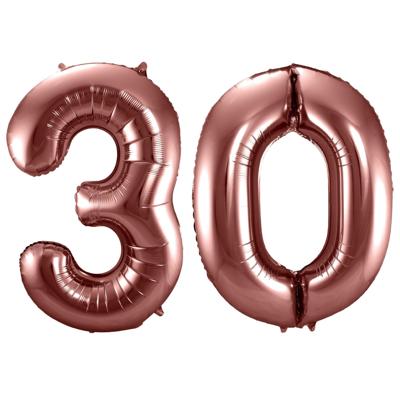 Folat Verjaardag Leeftijd folieballon - 30 jaar - ros? goud - 86 cm - cijferballon groot