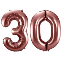 Folat Verjaardag Leeftijd folieballon - 30 jaar - ros? goud - 86 cm - cijferballon groot