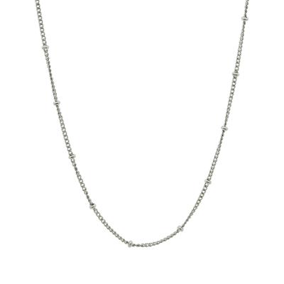 Platte schakelketting met bolletjes - Stainless steel - Zilver - 38 - 40 - 42 cm