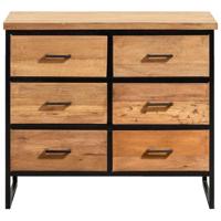 Leen Bakker - Ladekast Gijs - Naturel/zwart - 74,5x85x40 Cm - Hout/Metaal - Bruin#Zwart