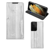 Samsung Galaxy S21 Ultra Book Wallet Case White Wood