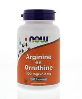 NOW Arginine & Ornithine 500/250 mg (100 caps) - thumbnail