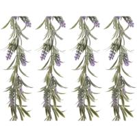 Decoris Lavendel Bloemen slinger - 4x stuks - Paars - kunstplanten - 80 cm