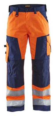Blåkläder Werkbroek High-Vis zonder spijkerzakken 15661811 | High Vis Oranje/Marineblauw | Maat 44 - 7330509413425