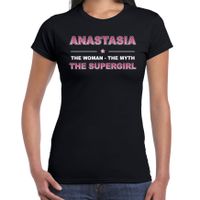 Naam cadeau t-shirt / shirt Anastasia - the supergirl zwart voor dames - thumbnail