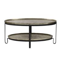 PTMD Mauro Ovale Salontafel - 96x58x44 cm - Aluminium|Ijzer - Zwart