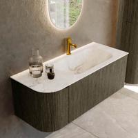 Badmeubel Mondiaz Kurve-Dlux | 115 cm cm | Meubelkleur Shadow | Wastafelkleur Frappe | Solid surface | Wasbak rechter zijde spoelbak | 1 kraangat