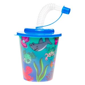 LG-Imports Beker met deksel en rietje onderwaterwereld, 12st.