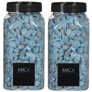 2x Decoratie/hobby steentjes licht blauw 650 ml