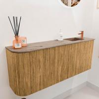 Toiletmeubel Mondiaz Joya Dlux | 101.6 cm | Meubelkleur Oak | Faye wastafel Arena Wasbak Rechts | 1 kraangat