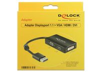DeLOCK 0.16m DisplayPort/VGA+HDMI+DVI 0,16 m VGA (D-Sub)+ HDMI + DVI Zwart - thumbnail