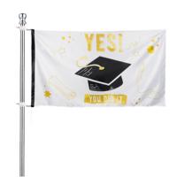 Geslaagd/Afgestudeerd vlag met vlaggenmast - polyester - 90 x 150 cm