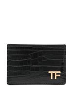 TOM FORD porte-cartes en cuir à plaque logo - Noir