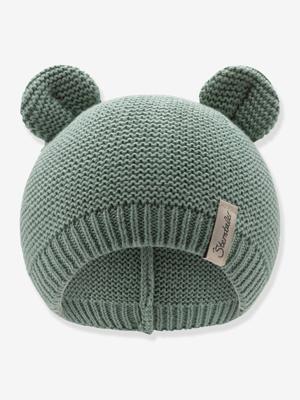 Gebreide muts met oren van biologisch katoen voor kinderen van STERNTALER zandbeige