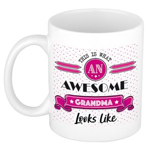 Cadeau koffiemok voor een geweldige oma - roze - keramiek - 300 ml