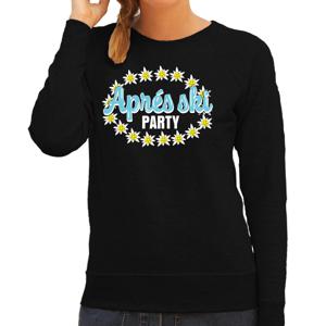 Apres ski sweater voor dames - Edelweiss - zwart - apres ski party - snowboarden - wintersport