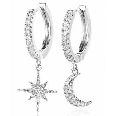 LGT JWLS Oorringen met Ster en Maan Hanger - Star Moon Silver