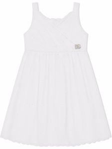 Dolce & Gabbana Kids robe en popeline à broderie anglaise - Blanc