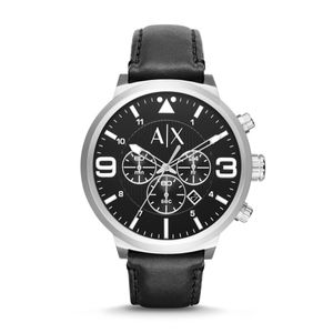 Horlogeband Armani AX1371 Leder Zwart 22mm