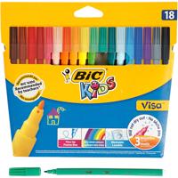 BIC visa fijne kleurstiften, lijndikte 1,6 mm, diverse kleuren, 18 stuk/ 1 doos