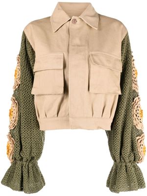 tu lizé veste crop à manches en maille - Tons neutres