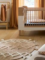 Rond Berber tapijt met pompons beige Rond Berber tapijt met pompons beige