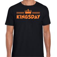 Bellatio Decorations Koningsdag shirt voor heren - kingsday - zwart - glitters - feestkleding 2XL  -