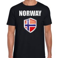 Noorwegen landen supporter t-shirt met Noorse vlag schild zwart heren