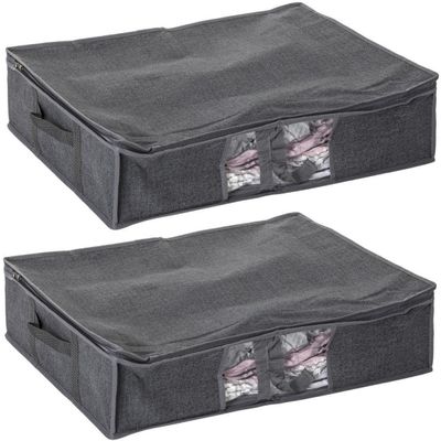 2x Stuks dekbed/kussen opberghoes antraciet grijs met vacuumzak 60 x 45 x 15 cm