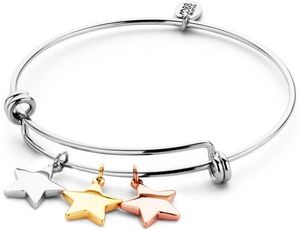 CO88 Collection 8CB-90087 - Stalen bangle met bedels - sterren - one-size - zilverkleurig